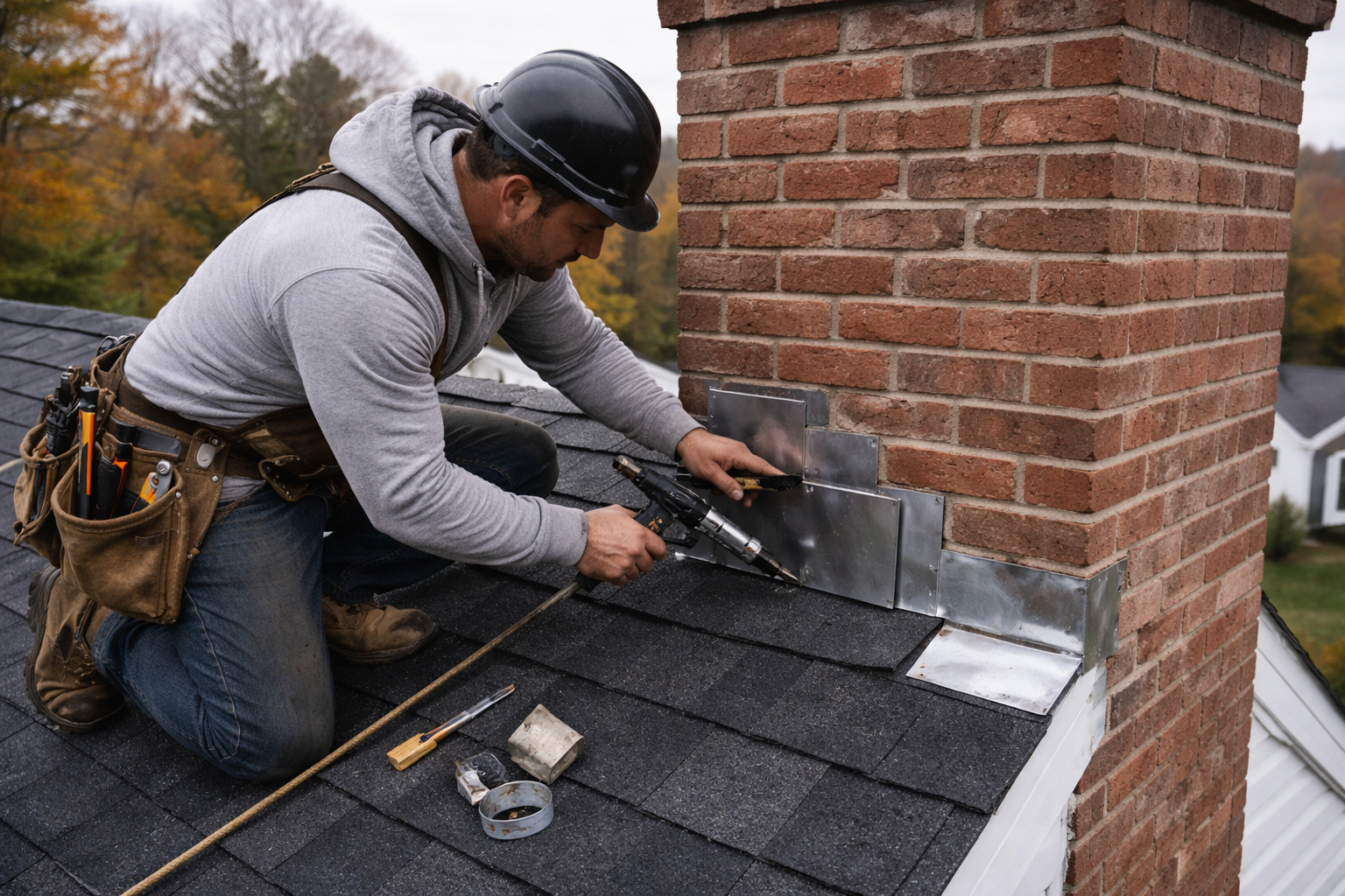 Roof repair and flashing service in Central Massachusetts