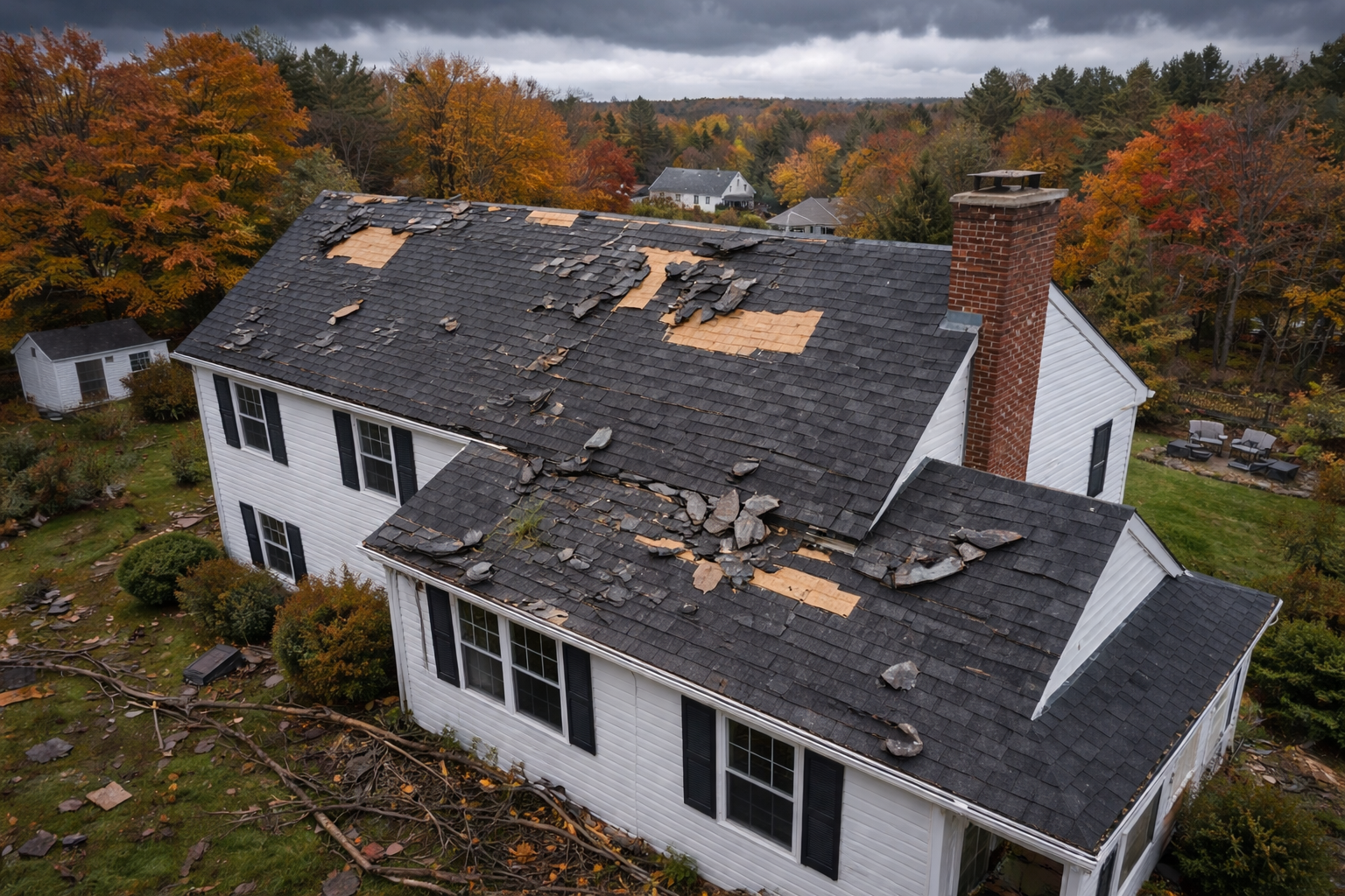 Storm damage roof repair in Worcester County MA